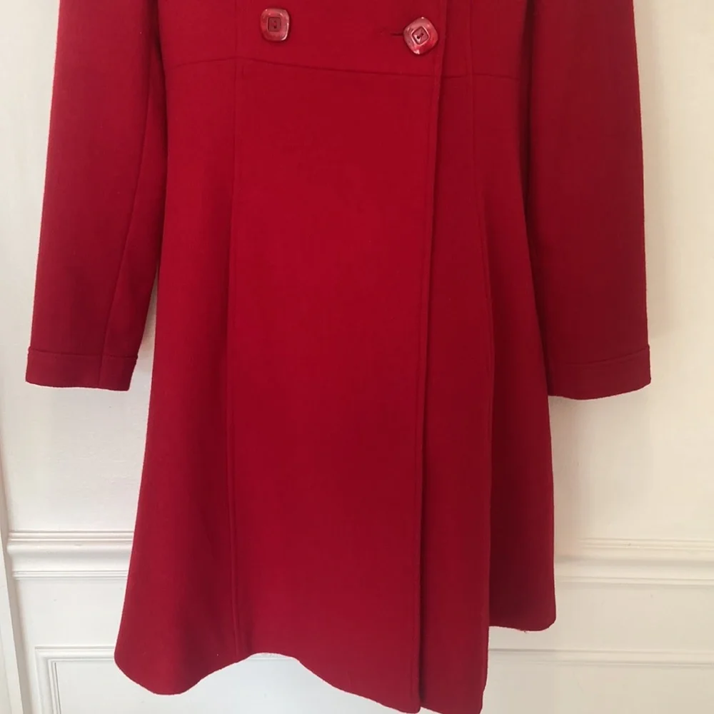 Via Women's Red Double Breasted Coat in Size 10 - Picture 4 of 5